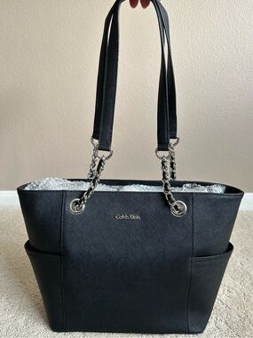 Calvin Klein Black Leather Tote
